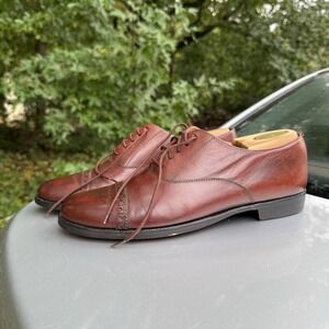 Men's Italian Premier by Nordstrom Cognac Cap Toe Oxfords Made in Italy Size 45